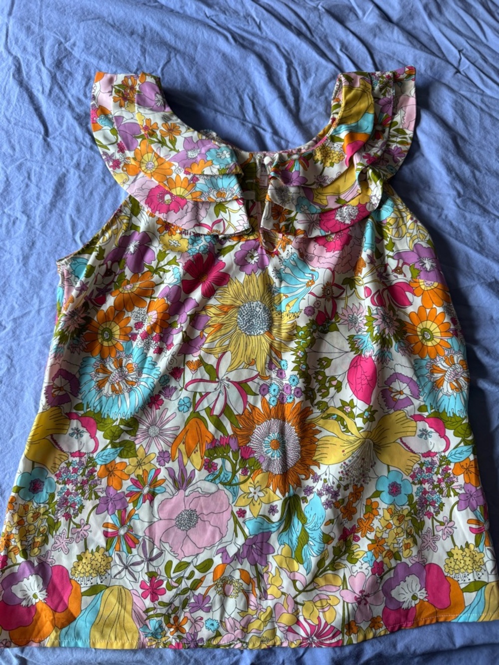 LIBERTY for Target Colorful Floral Ruffle Neck Tank Top